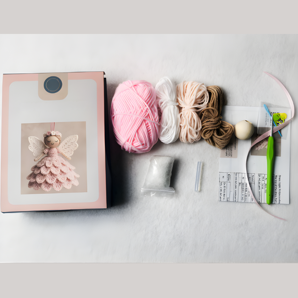 Crochet Kit for Christmas Angel Ornaments, Set of 5