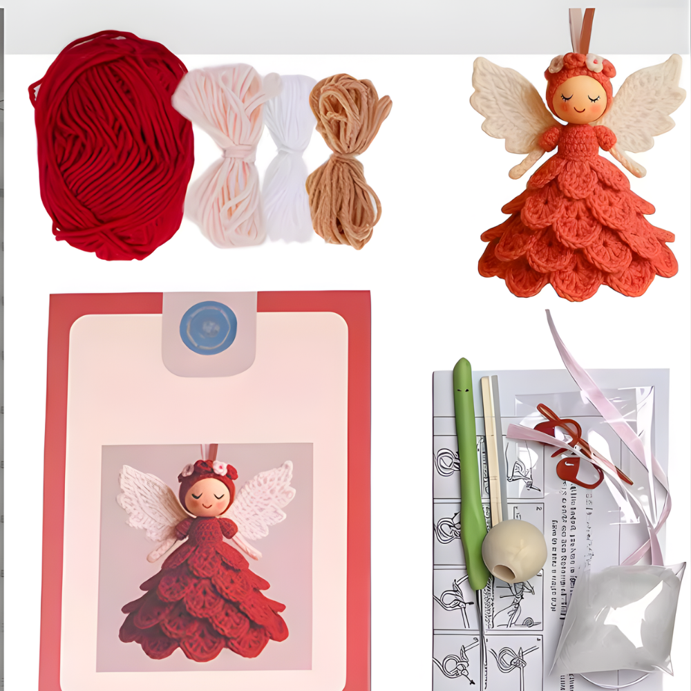 Crochet Kit for Christmas Angel Ornaments, Set of 5