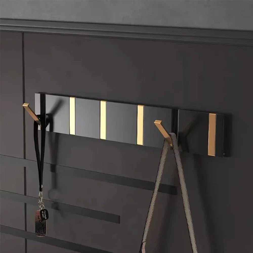Folding Stainless Steel Wall Hooks, Black or Gold, 2-6 Hooks