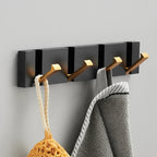 Folding Stainless Steel Wall Hooks, Black or Gold, 2-6 Hooks