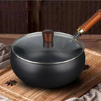 Cast Iron Wok with Lid, 24 and 26 cm, Oven and Induction Safe