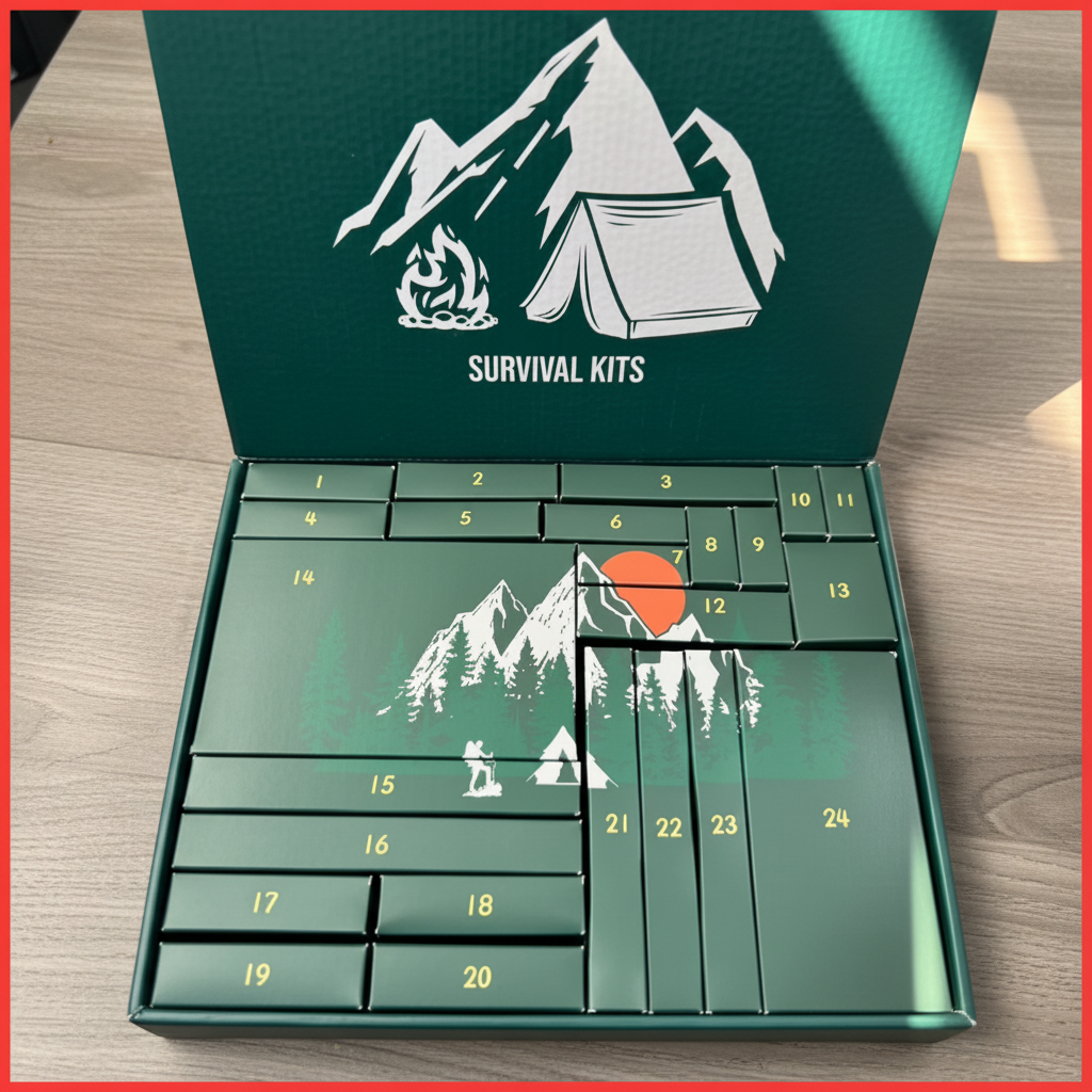 Advent Calendar with 24 Outdoor Tools for Camping and DIY