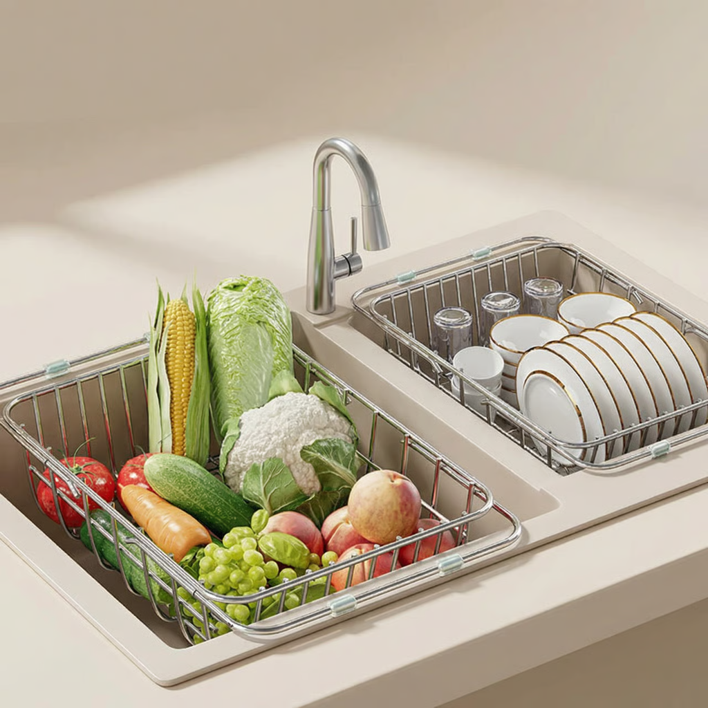 Extendable Stainless Steel Over-Sink Drying Rack