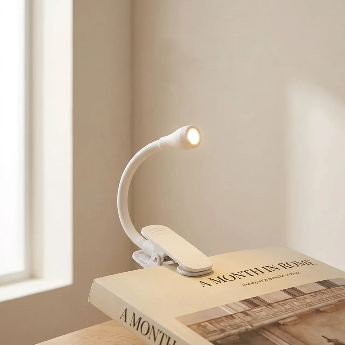 Flexible LED Clip-On Reading Light, USB Rechargeable, Warm White