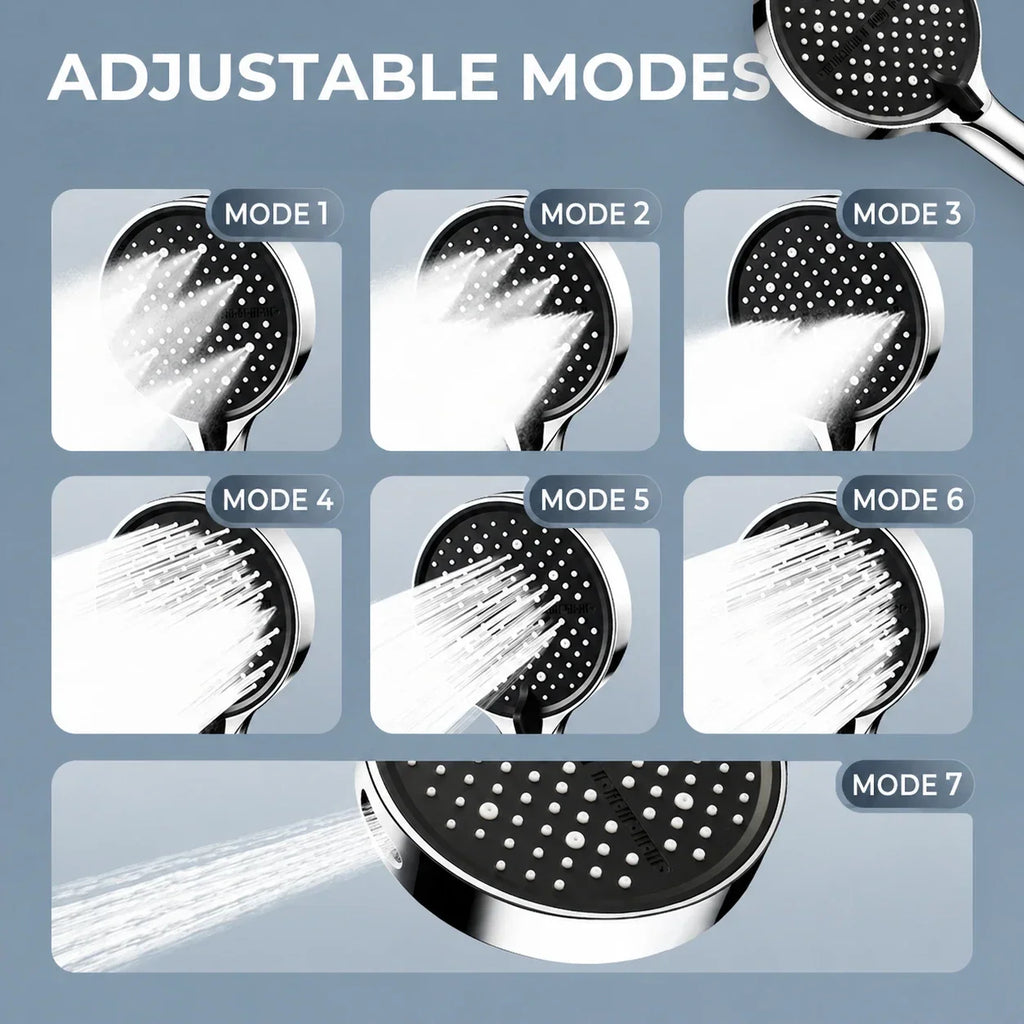 Seven-Mode Handheld Shower Head with Pressure Boost