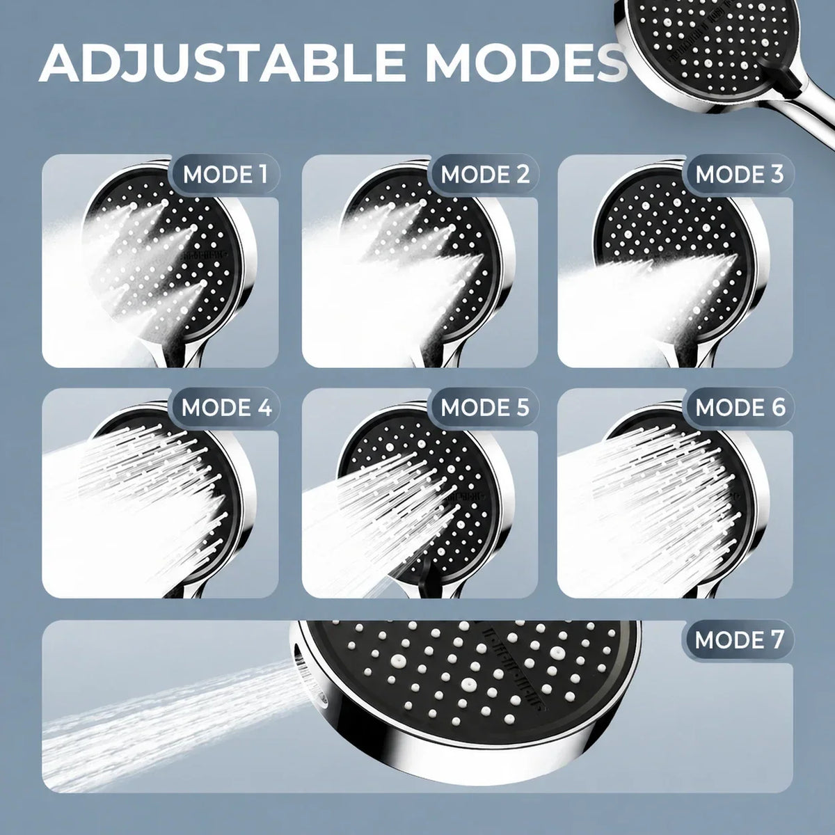 Seven-Mode Handheld Shower Head with Pressure Boost