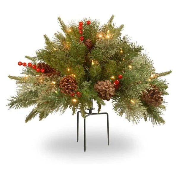Pre-Lit Christmas Spray with Pine Cones and Berries, 35 LEDs