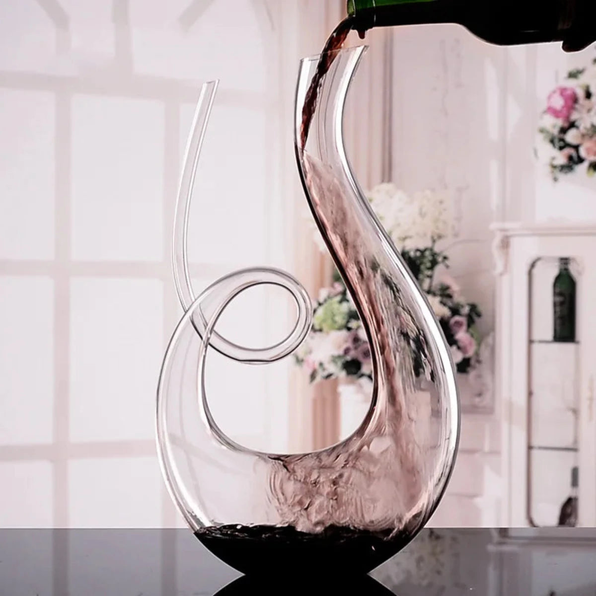 Swirl Glass Wine Decanter for Aerating and Easy Pouring