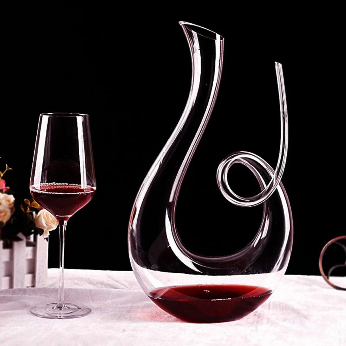 Swirl Glass Wine Decanter for Aerating and Easy Pouring