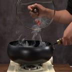 Cast Iron Wok with Lid, 24 and 26 cm, Oven and Induction Safe