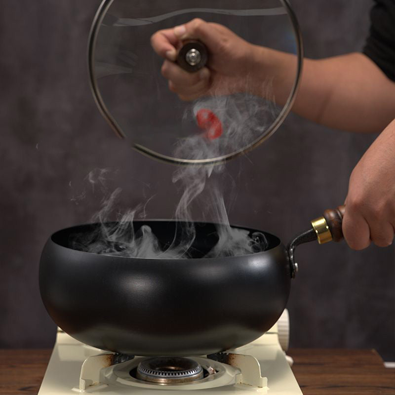 Cast Iron Wok with Lid, 24 and 26 cm, Oven and Induction Safe
