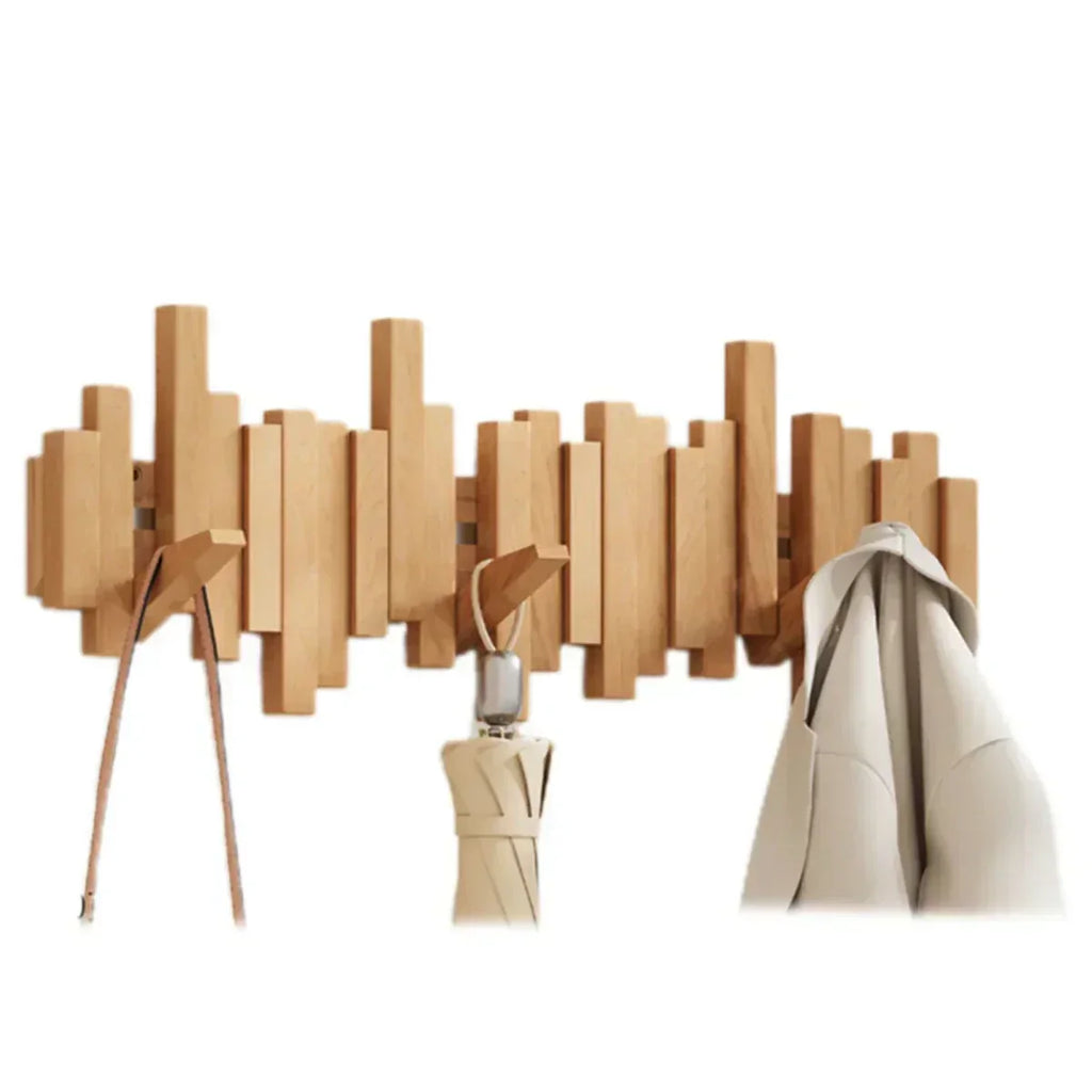 Wooden Wall Hook Rail, Walnut or Beech, 3 to 8 Hooks