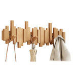 Wooden Wall Hook Rail, Walnut or Beech, 3 to 8 Hooks