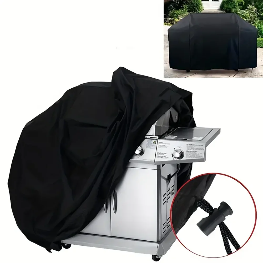 Waterproof BBQ Cover with Drawstring, UV-Resistant, 3 Sizes