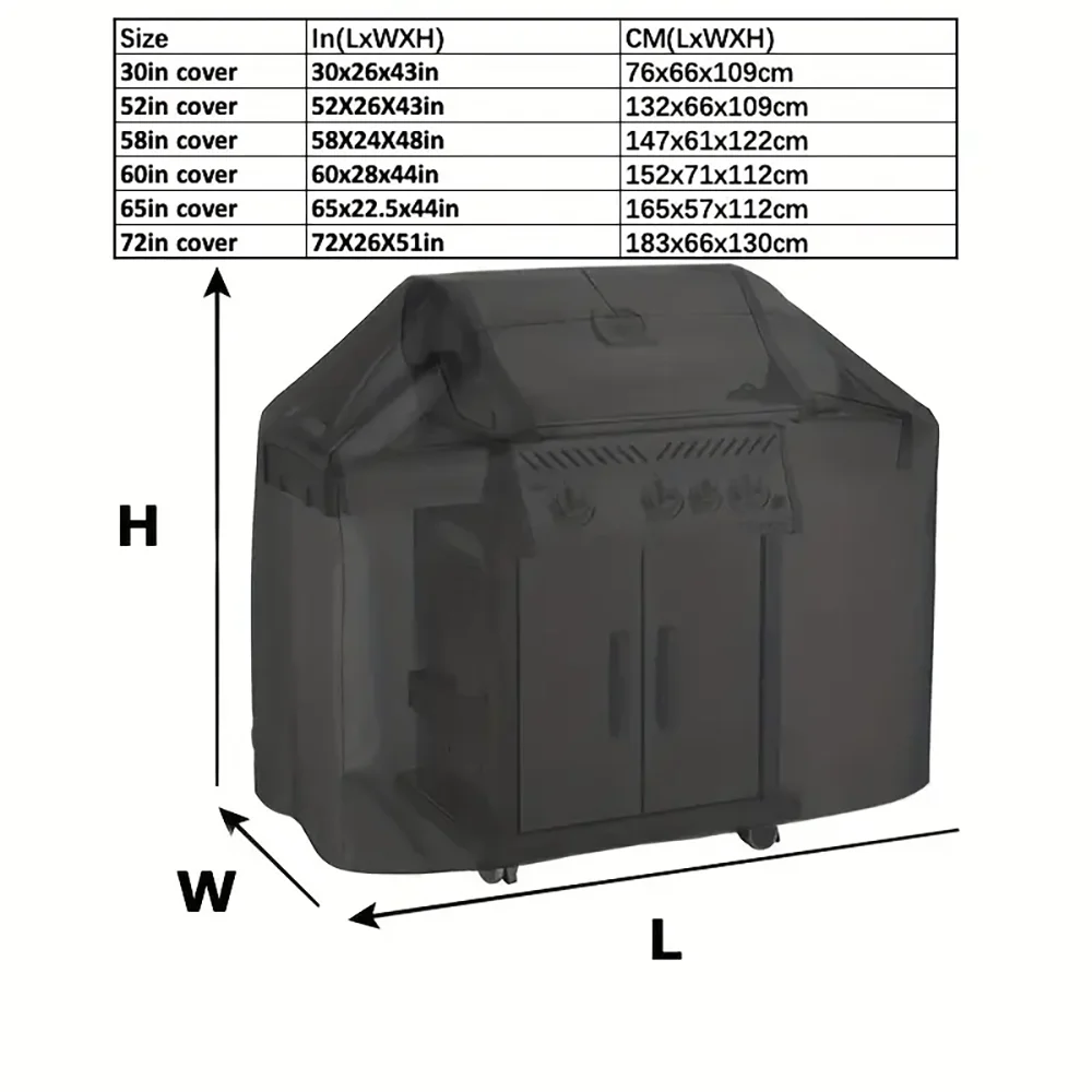 Waterproof BBQ Cover with Drawstring, UV-Resistant, 3 Sizes