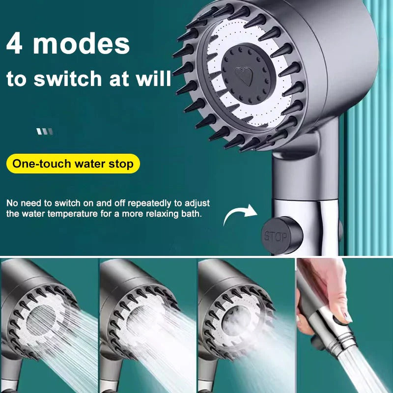 High-Pressure Shower Head with 9-Layer Filter and Pause Button