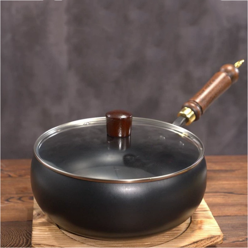 Cast Iron Wok with Lid, 24 and 26 cm, Oven and Induction Safe