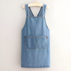 Cross-Back Kitchen Apron in Denim-Style Polyester, Unisex