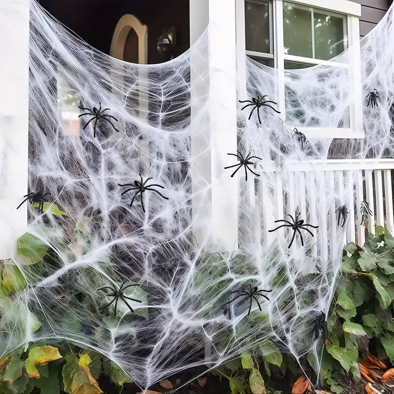 Stretch Spider Web Halloween Set, 18 sq m with 9 Spiders