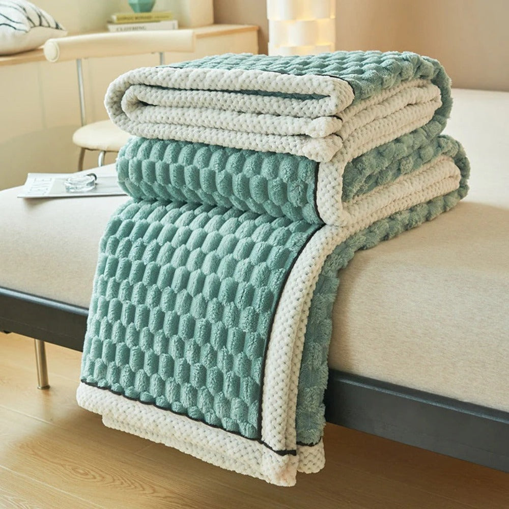 Sherpa Fleece Blanket with Bubble Texture, 4 Sizes