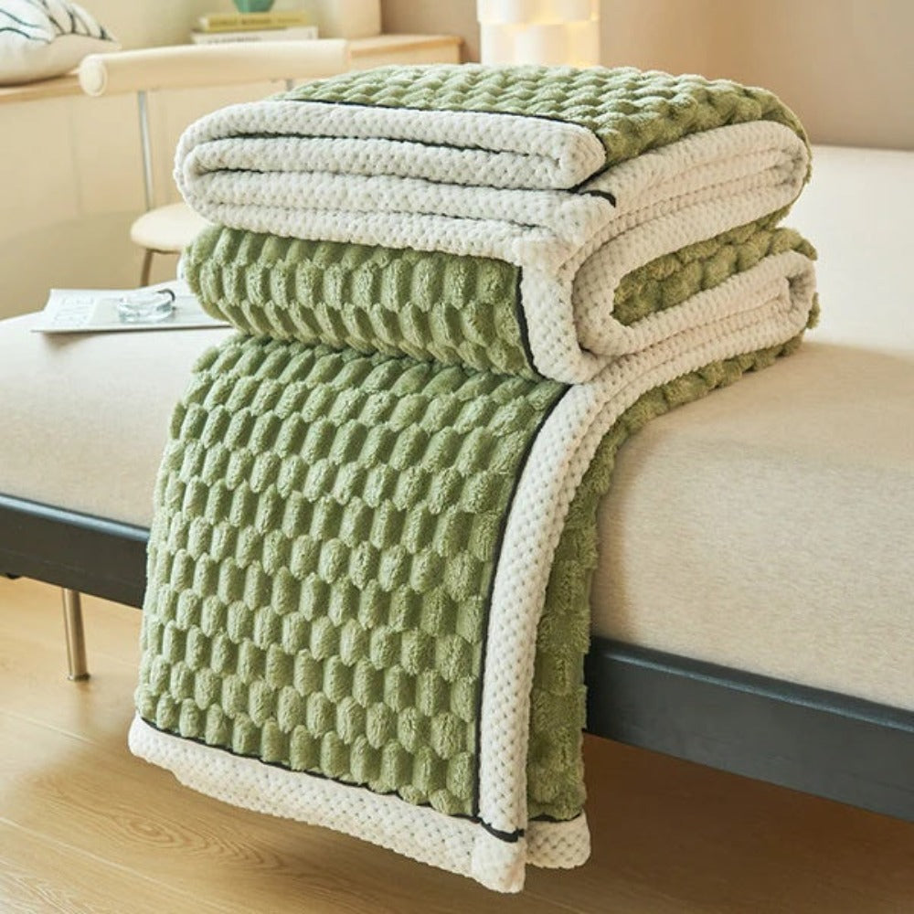 Sherpa Fleece Blanket with Bubble Texture, 4 Sizes