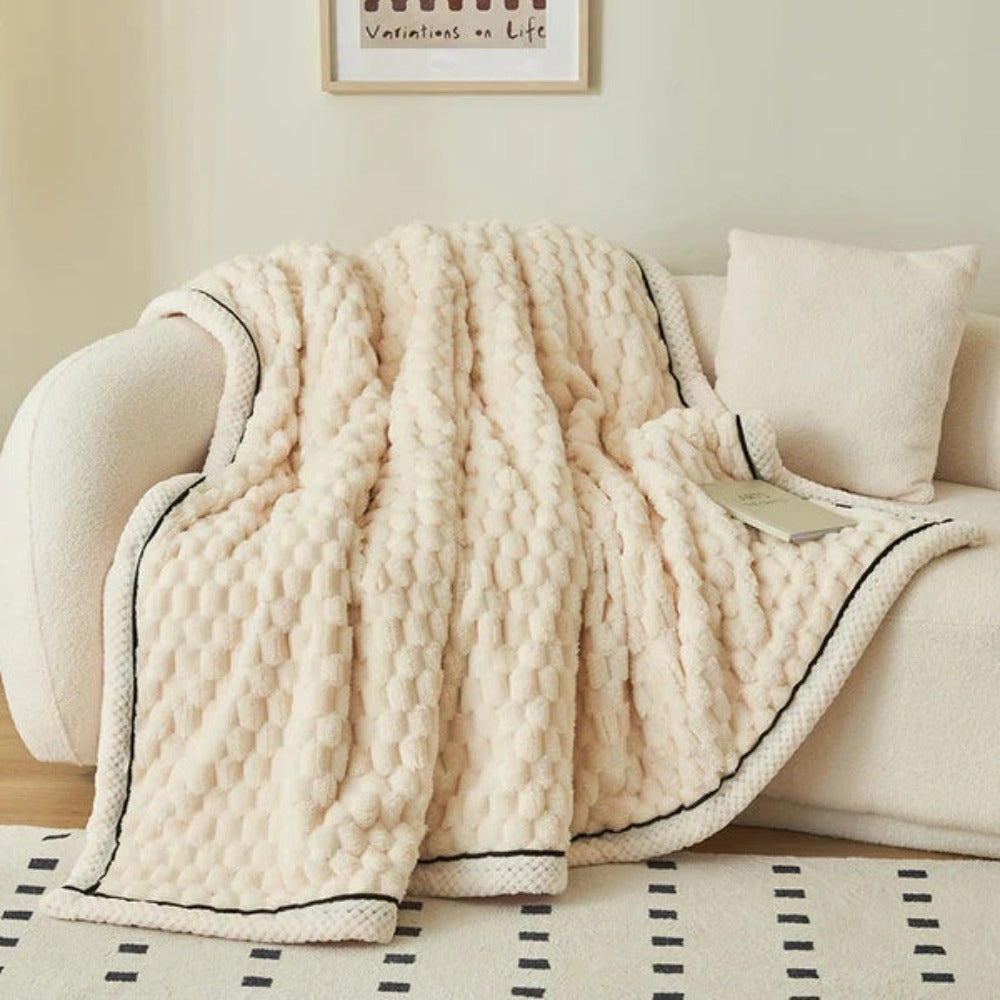 Sherpa Fleece Blanket with Bubble Texture, 4 Sizes