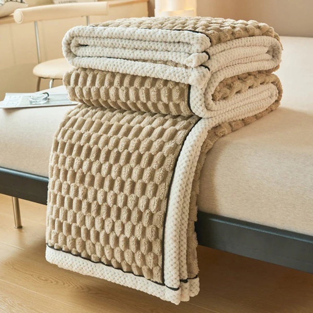 Sherpa Fleece Blanket with Bubble Texture, 4 Sizes