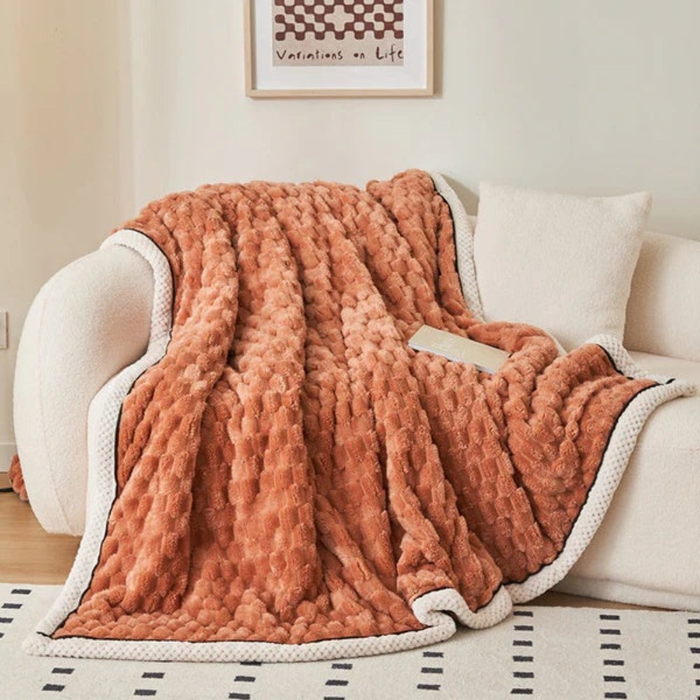 Sherpa Fleece Blanket with Bubble Texture, 4 Sizes