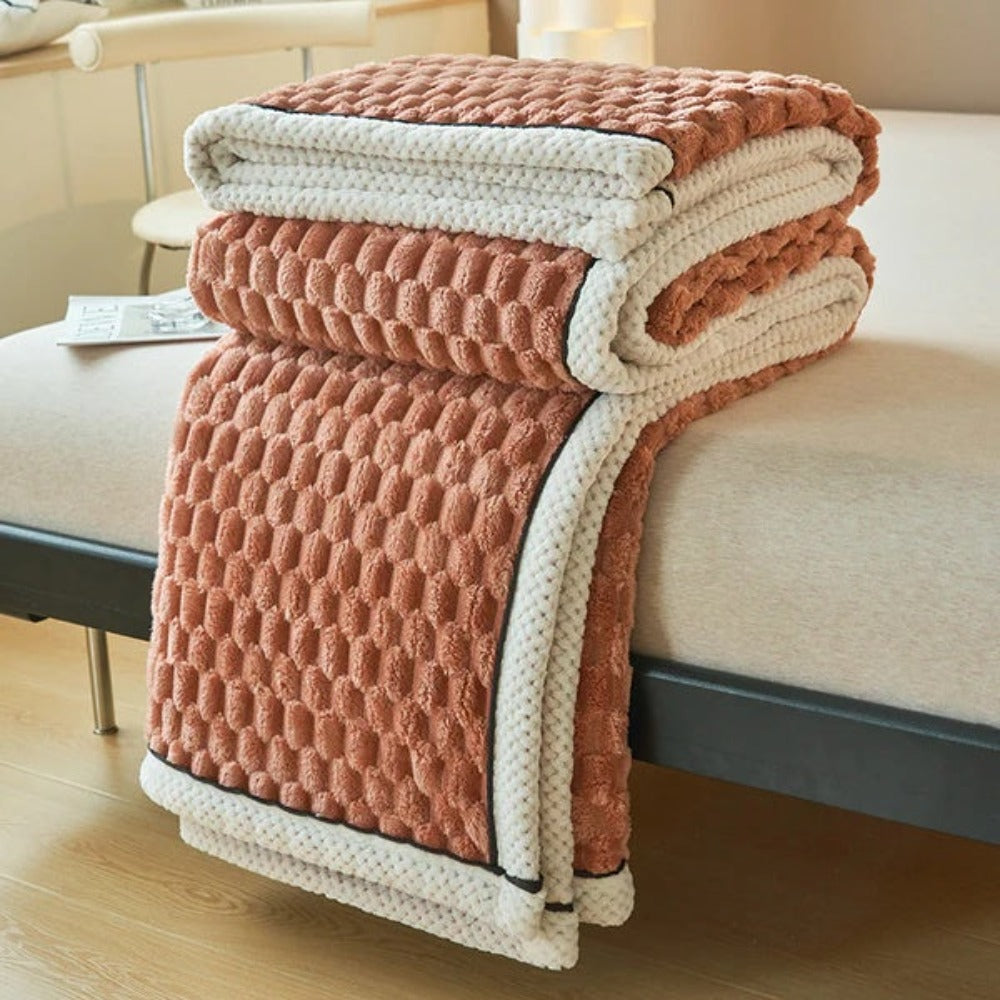 Sherpa Fleece Blanket with Bubble Texture, 4 Sizes