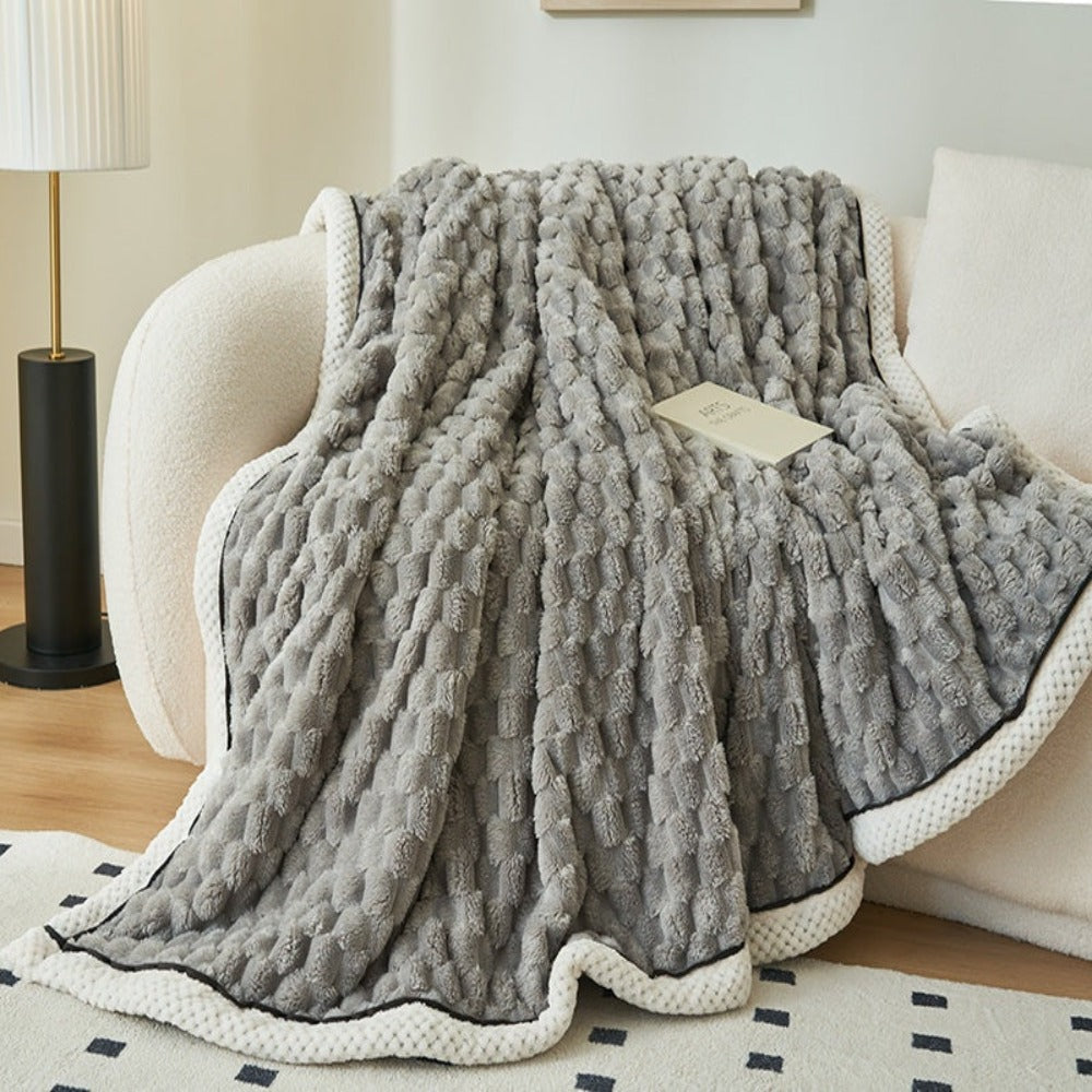 Sherpa Fleece Blanket with Bubble Texture, 4 Sizes