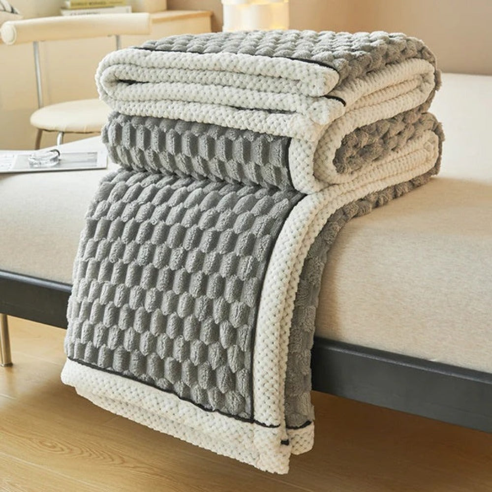 Sherpa Fleece Blanket with Bubble Texture, 4 Sizes