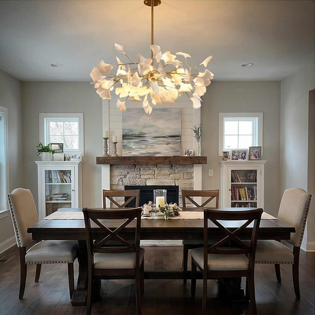 Ginkgo Leaf Chandelier with Warm or Cool White Glow