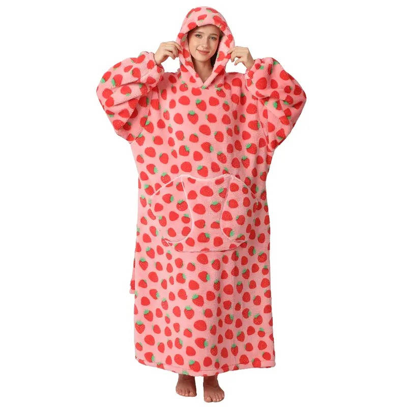 Oversized Hooded Wearable Blanket in Fleece and Sherpa