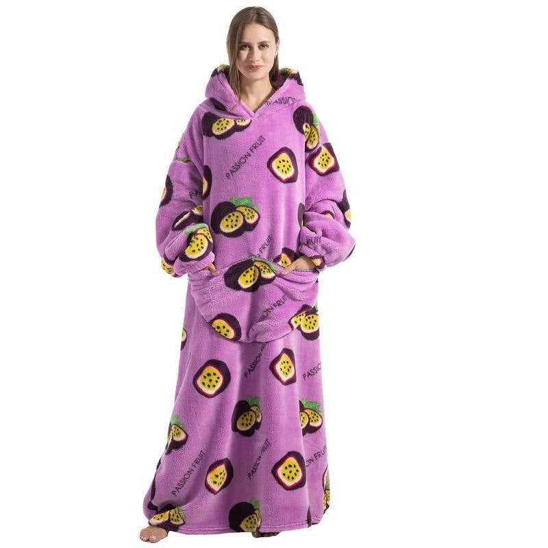 Oversized Hooded Wearable Blanket in Fleece and Sherpa