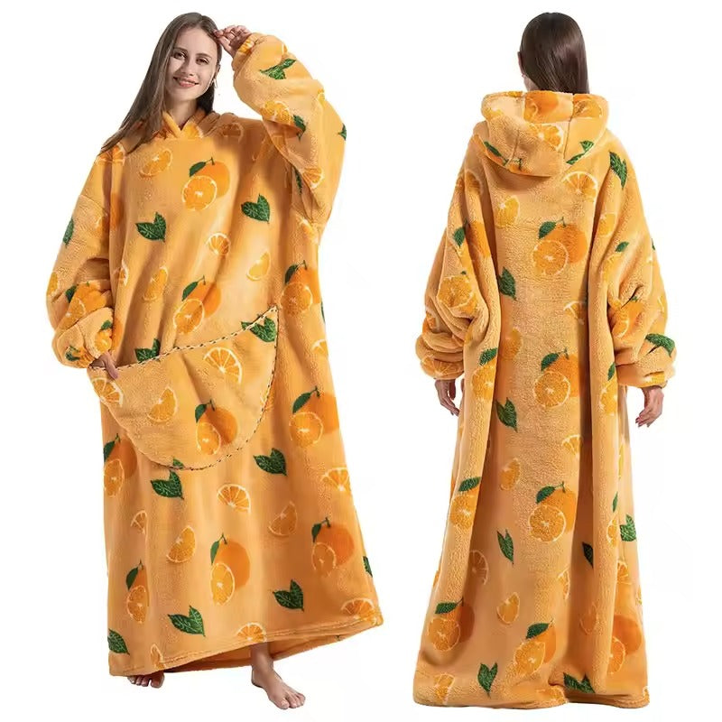 Oversized Hooded Wearable Blanket in Fleece and Sherpa