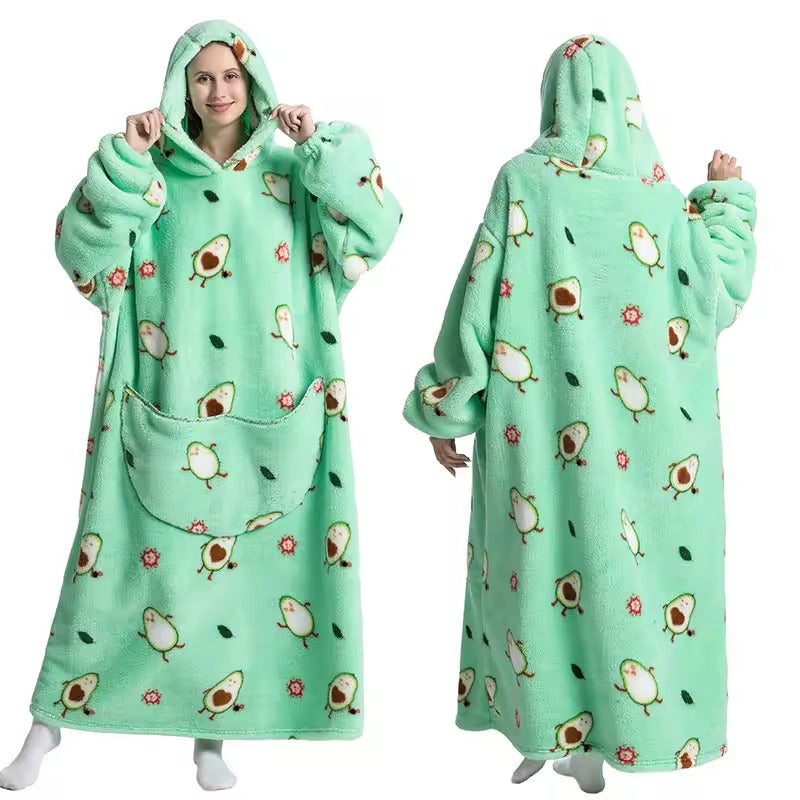 Oversized Hooded Wearable Blanket in Fleece and Sherpa