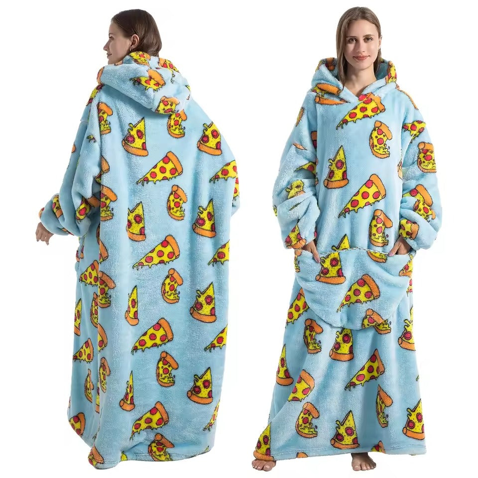 Oversized Hooded Wearable Blanket in Fleece and Sherpa