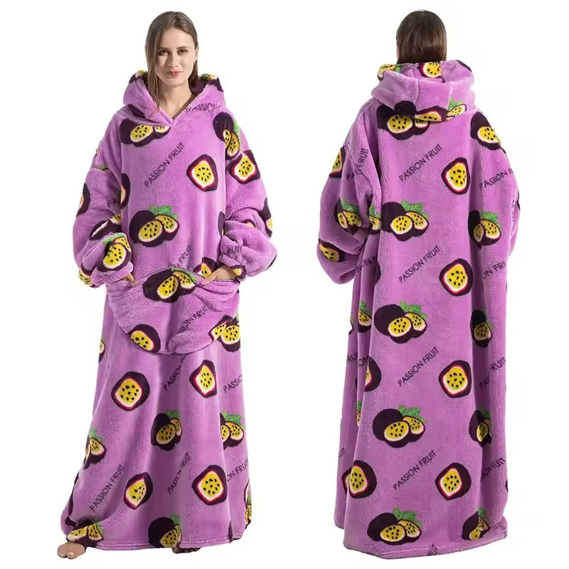 Oversized Hooded Wearable Blanket in Fleece and Sherpa