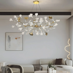 Ceramic Leaf U-Shaped Chandelier in Gold or Nickel, G9