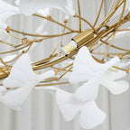 Ceramic Leaf U-Shaped Chandelier in Gold or Nickel, G9