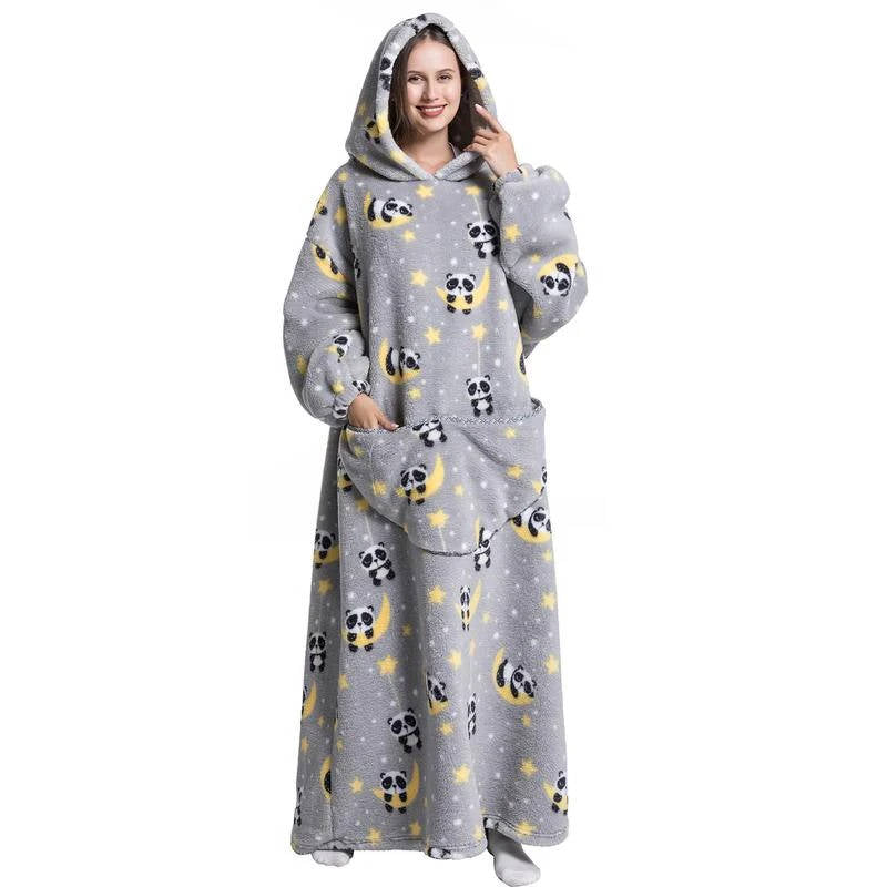 Oversized Hooded Wearable Blanket in Fleece and Sherpa