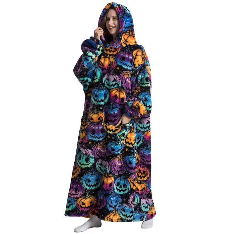 Oversized Hooded Wearable Blanket in Fleece and Sherpa