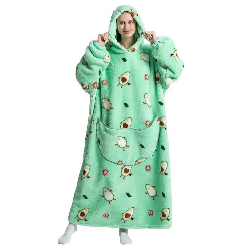 Oversized Hooded Wearable Blanket in Fleece and Sherpa
