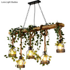 Industrial Wood and Cage 5-Light Pendant Bar, 109 cm