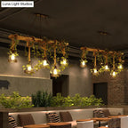 Industrial Wood and Cage 5-Light Pendant Bar, 109 cm