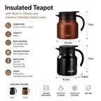 Double-Walled Vacuum Tea Flask 800 ml with Steel Infuser