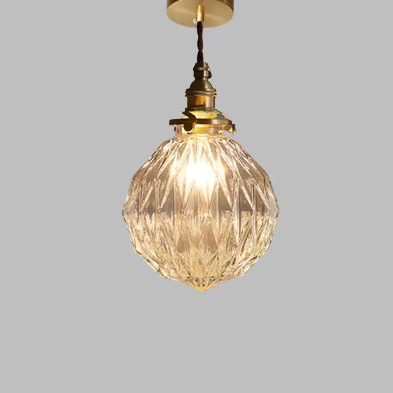 Clear Cut Glass Pendant Light, Scandinavian Retro Style, E27