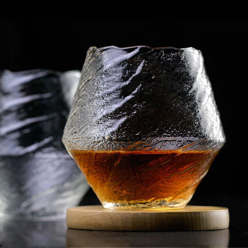 Handmade Japanese Whisky Glass 380ml with Wooden Gift Box