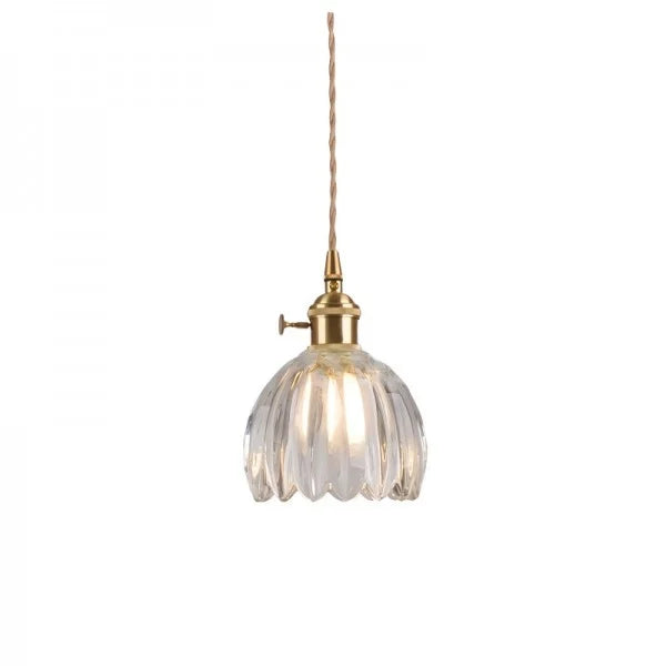 Retro Tulip Glass Pendant Light with E27 Fitting, Amber