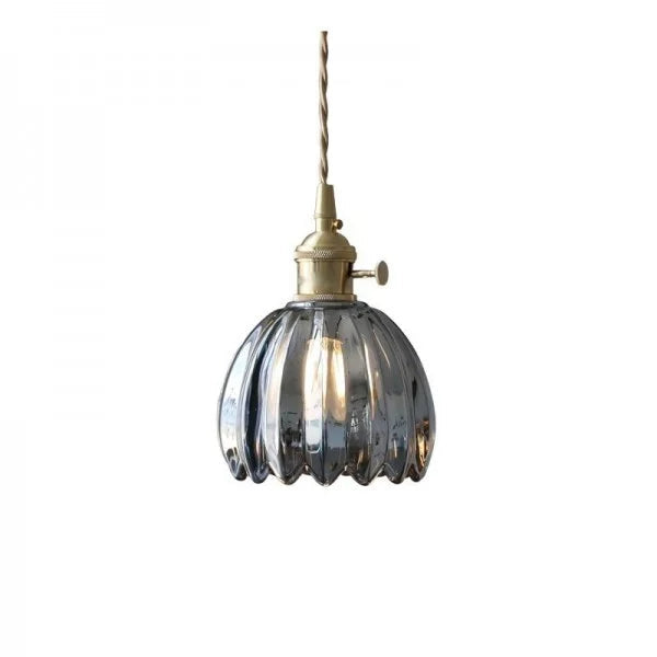 Retro Tulip Glass Pendant Light with E27 Fitting, Amber